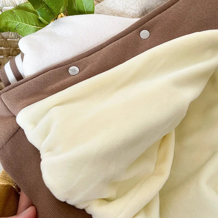 Jachetă fleece pentru copii, cu ursuleț de pluș