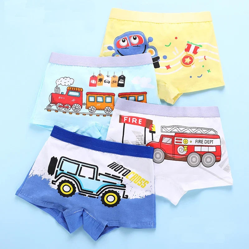 Set 4 Boxer con Veicoli da Bambino – 2–11 Anni