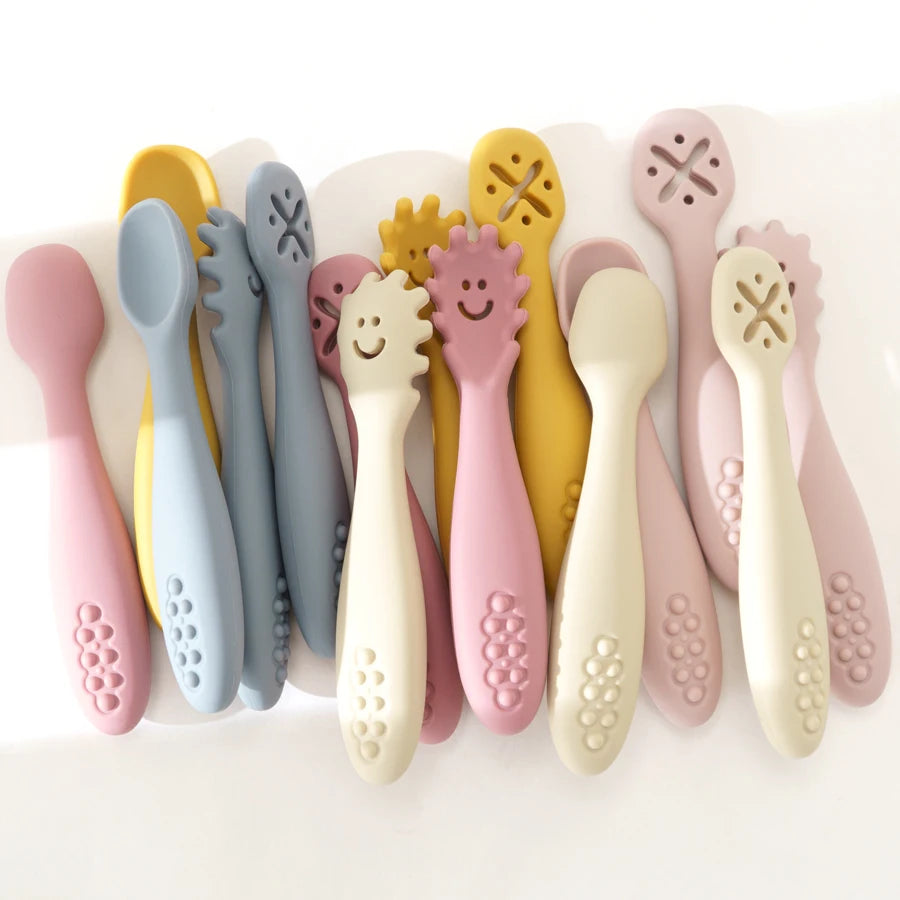 Set Posate In Silicone Per Bambini - 6 Pezzi Con Cucchiai E Forchette | Senza BPA Per Svezzamento - Foto 2