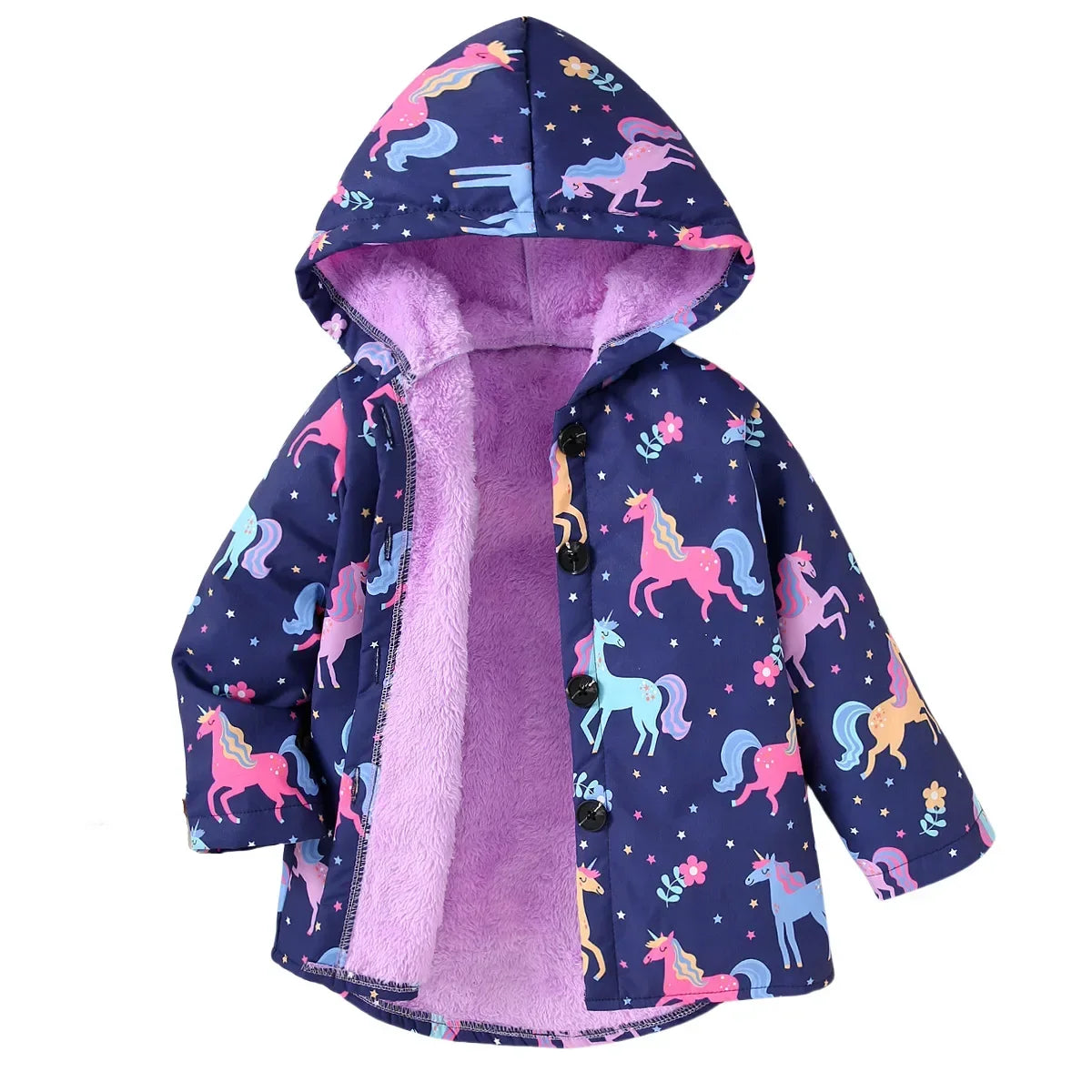 Cappotto Invernale in Velluto con Cappuccio da Bambina – 3–7 Anni