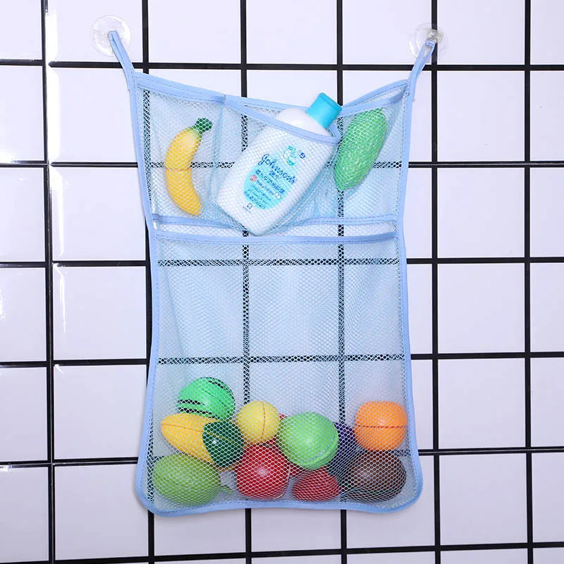 Organizer Net 4 Storage Pockets and Bathroom Toy Holder with Suction Cups