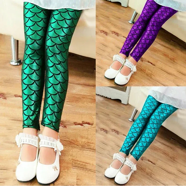 Leggings Sirena Lucidi da Bambina – Pantaloni Elasticizzati Colorati