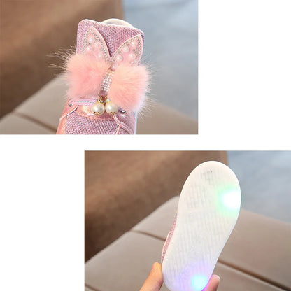 Chaussures lumineuses respirantes avec LED et paillettes pour enfants