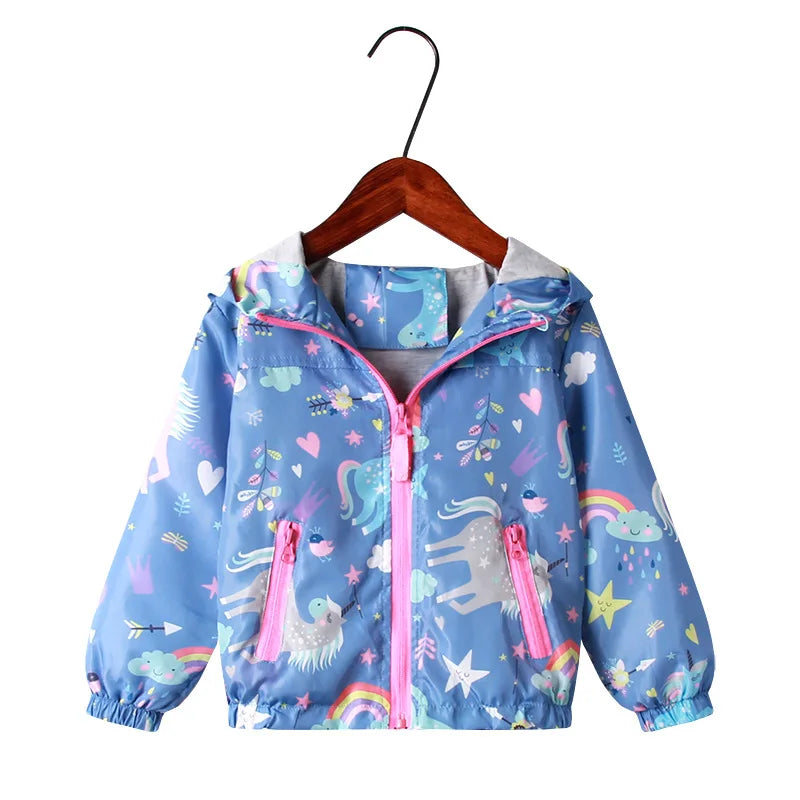 Giacca con Cappuccio Unicorno Arcobaleno da Bambina – 2–8 Anni