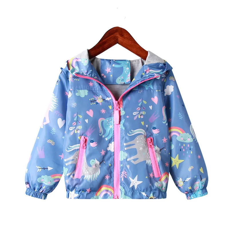 Giacca con Cappuccio Unicorno Arcobaleno da Bambina – 2–8 Anni