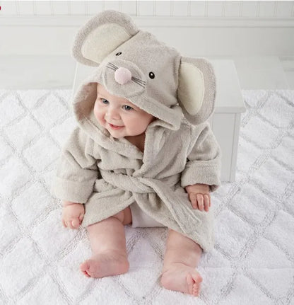 Peignoir en coton doux avec capuche en forme d'animal