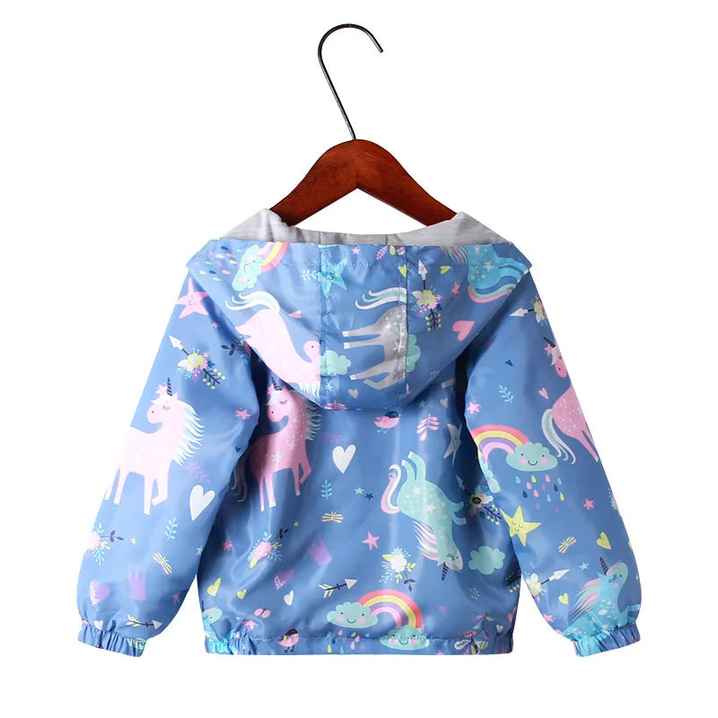 Giacca con Cappuccio Unicorno Arcobaleno da Bambina – 2–8 Anni