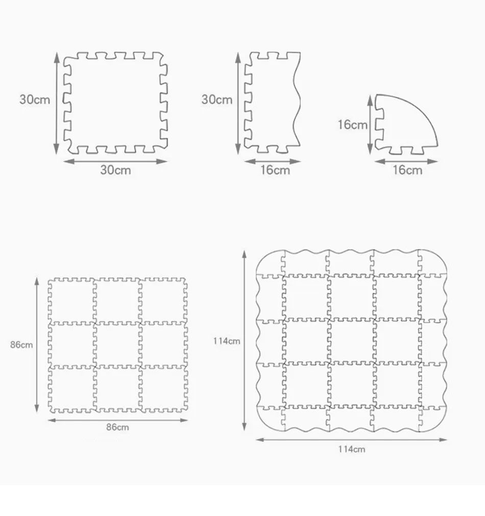 Ensemble de 25 pièces de tapis de jeu modulaire et de puzzle 2 en 1