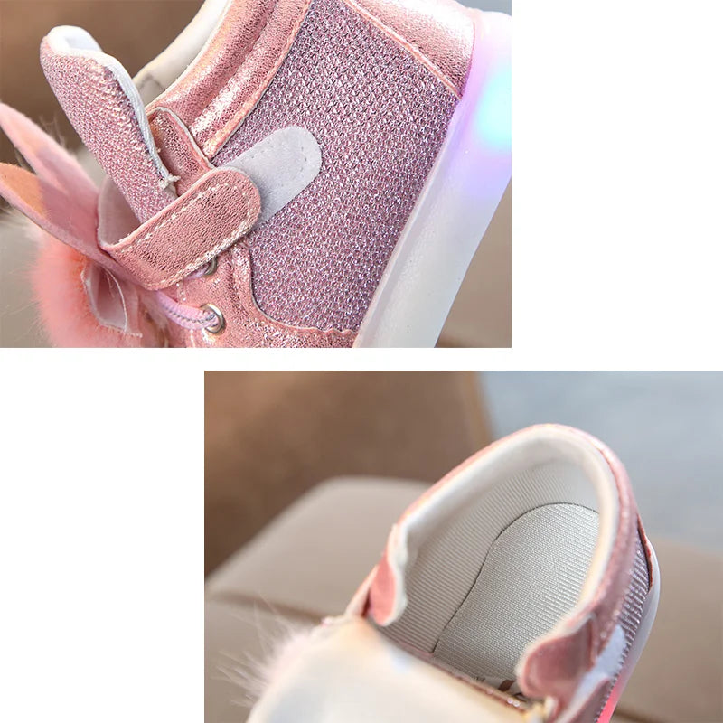 Scarpe Luminose Traspiranti con LED e Glitter per Bambini