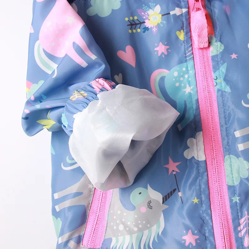Giacca con Cappuccio Unicorno Arcobaleno da Bambina – 2–8 Anni