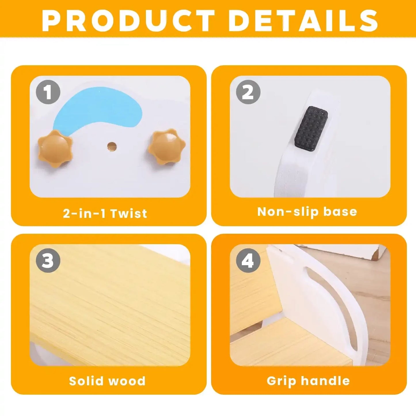 Sgabello e Sedia in Legno 2-in-1 per Bambini
