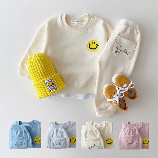 Multicolored Smile children's cotton tracksuit set