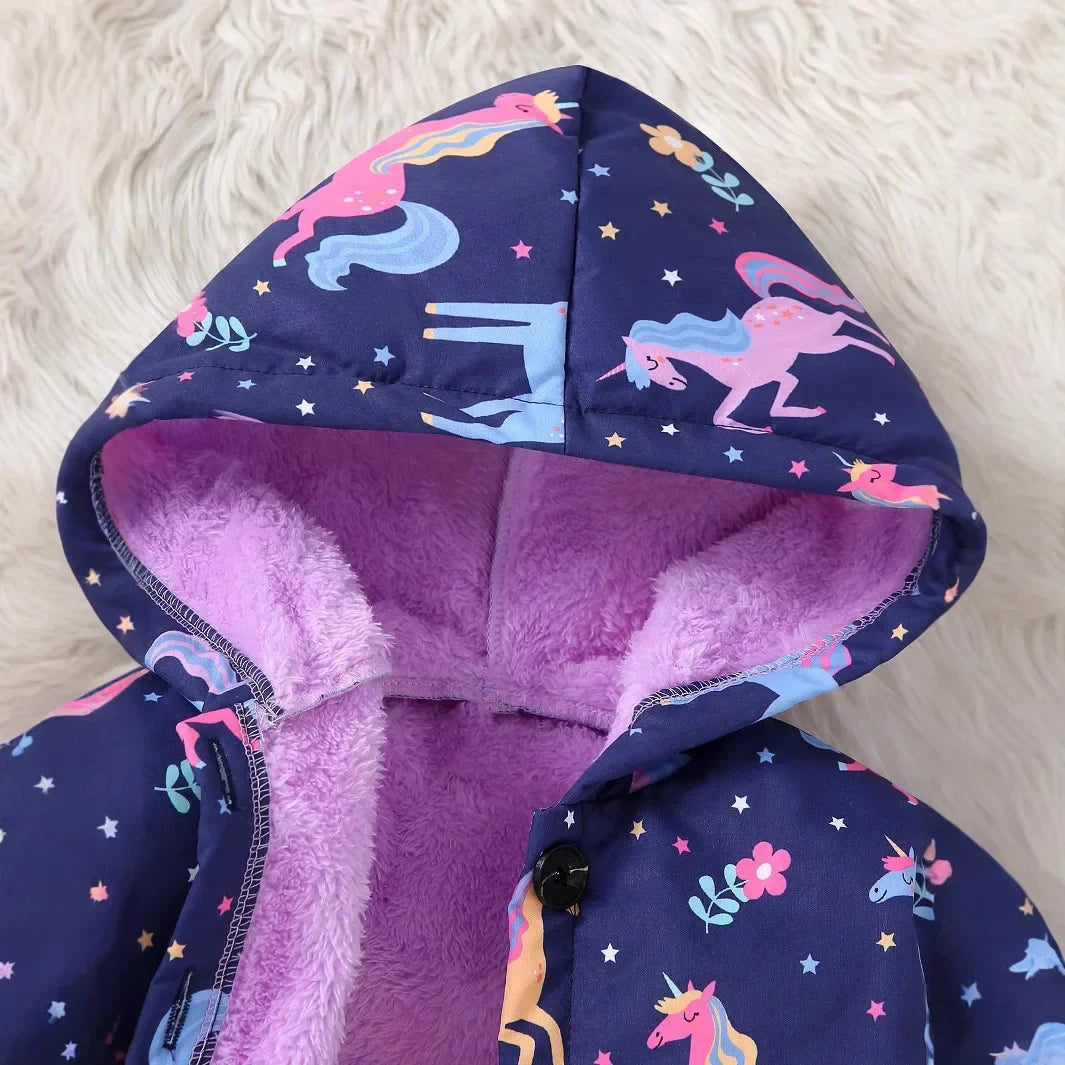Cappotto Invernale in Velluto con Cappuccio da Bambina – 3–7 Anni