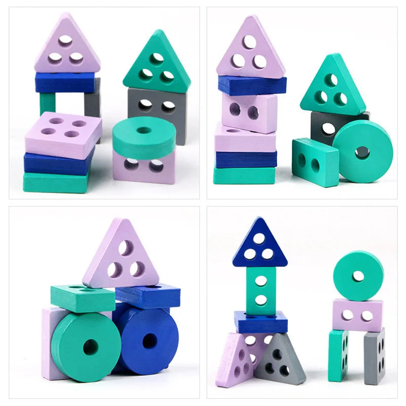 Mini Blocchi da Costruzione Impila Forme per Bambini Montessori