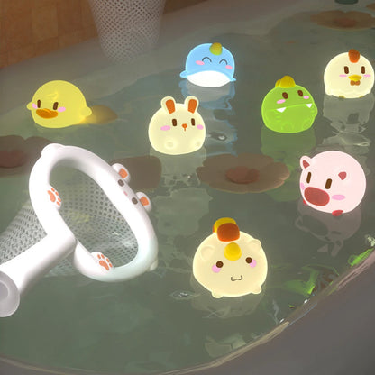 Ensemble de jouets de bain lumineux avec filet et petits animaux