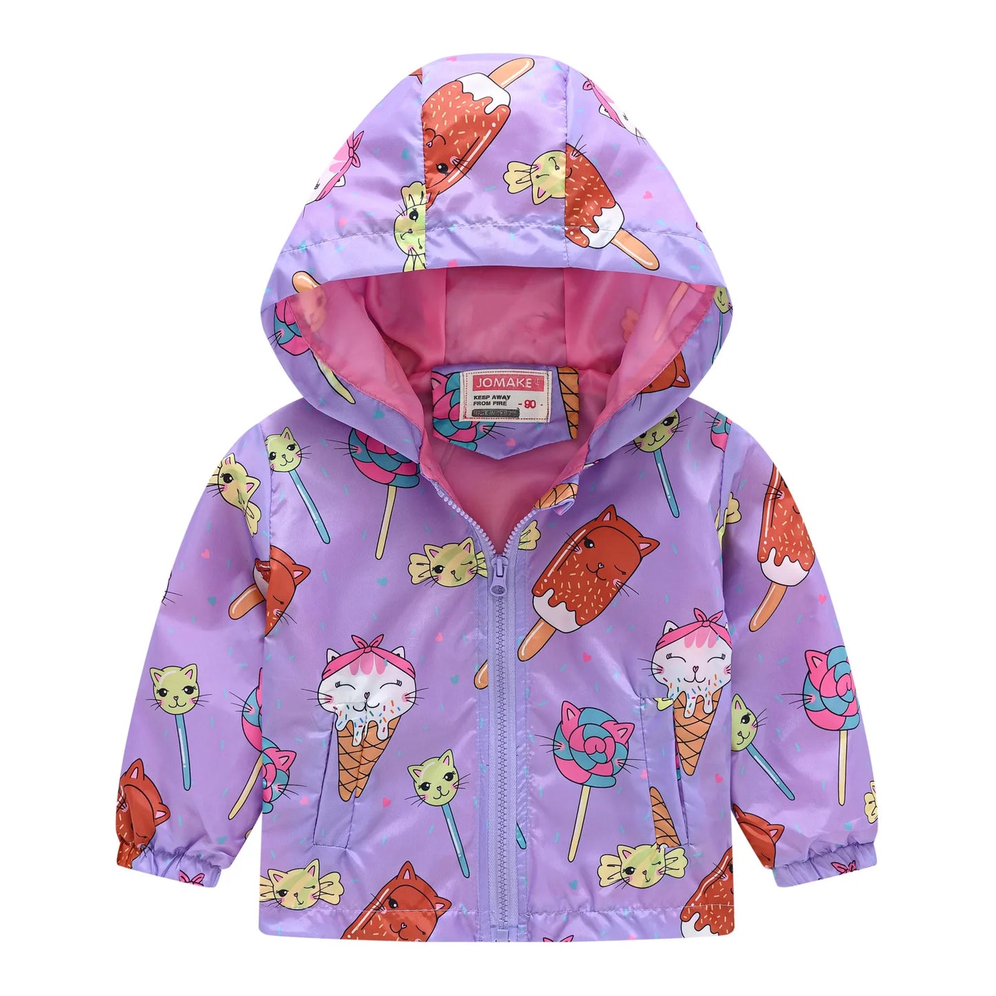 Veste coupe-vent imperméable multivariante avec capuche et fermeture éclair pour enfants