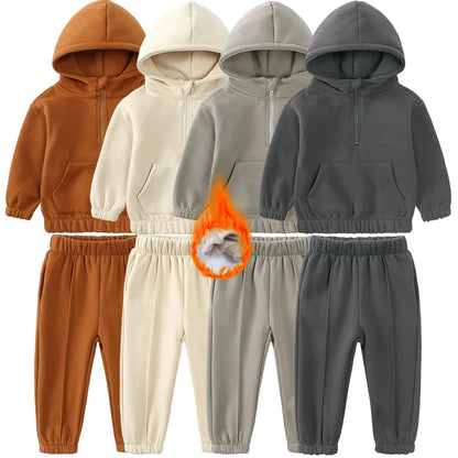 Conjunto de fato de treino de 2 peças com sweatshirt e calças em algodão quente