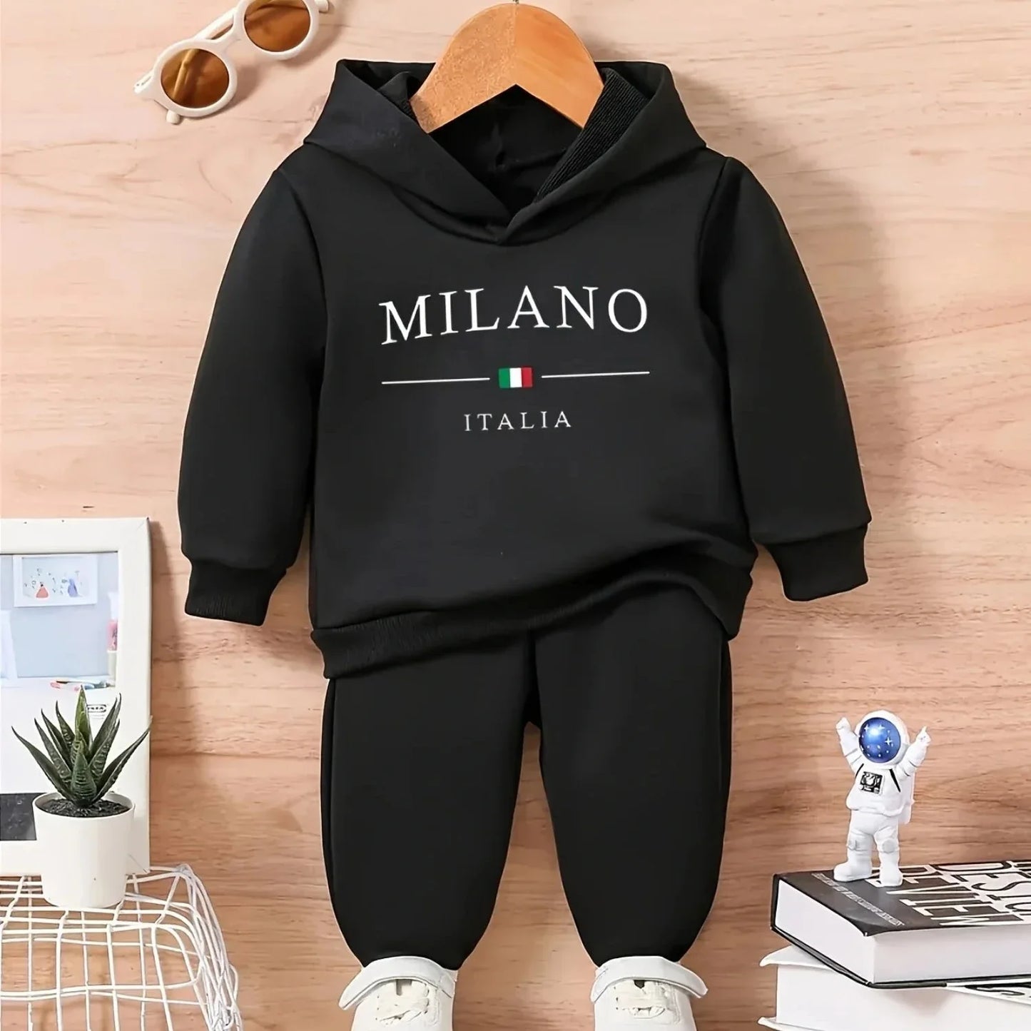 Set Felpa con Cappuccio in Pile da Bambino – 6 Mesi–3 Anni