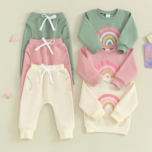 Multicolored rainbow children's cotton tracksuit set