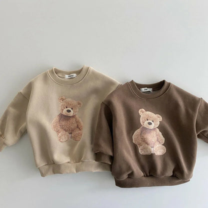Sweat-shirt en coton pour enfants avec ours en peluche