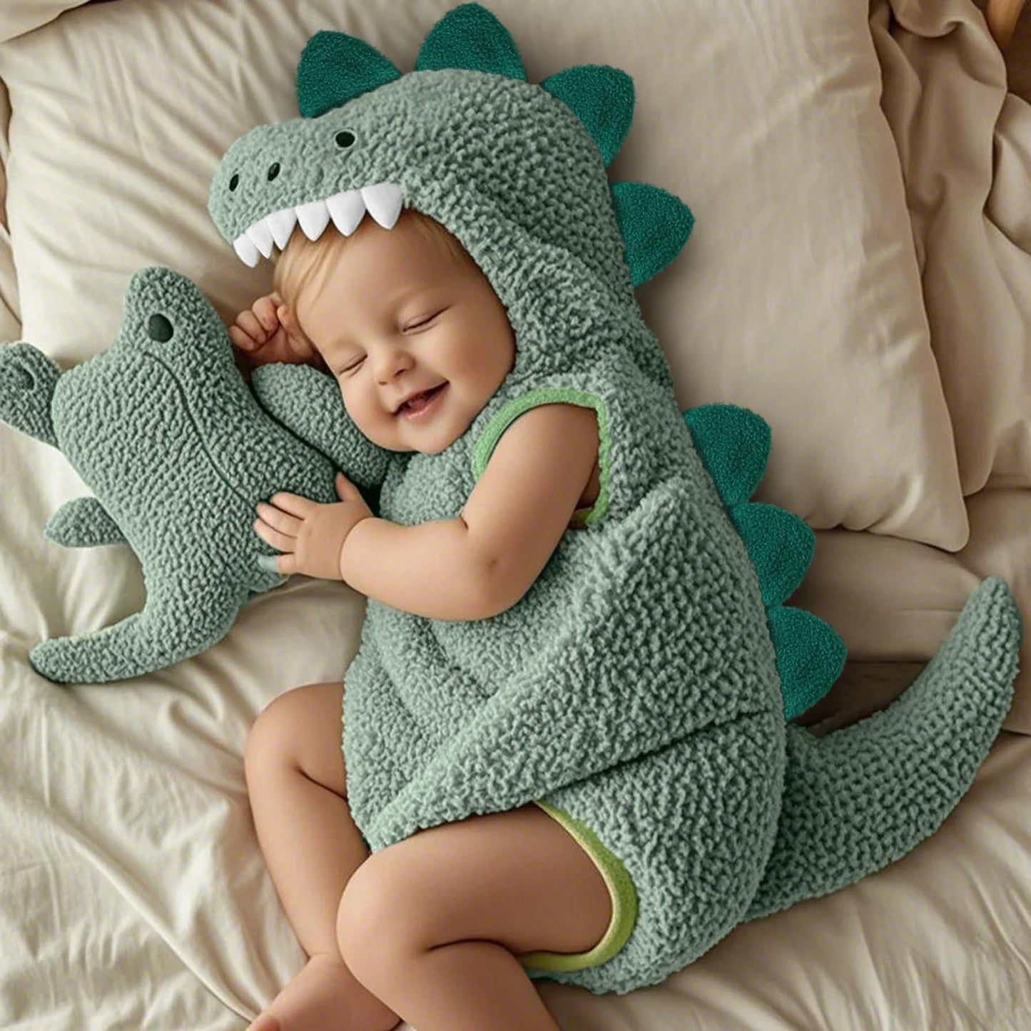 Costume Pagliaccetto Dinosauro per Bebè – 0–18 Mesi