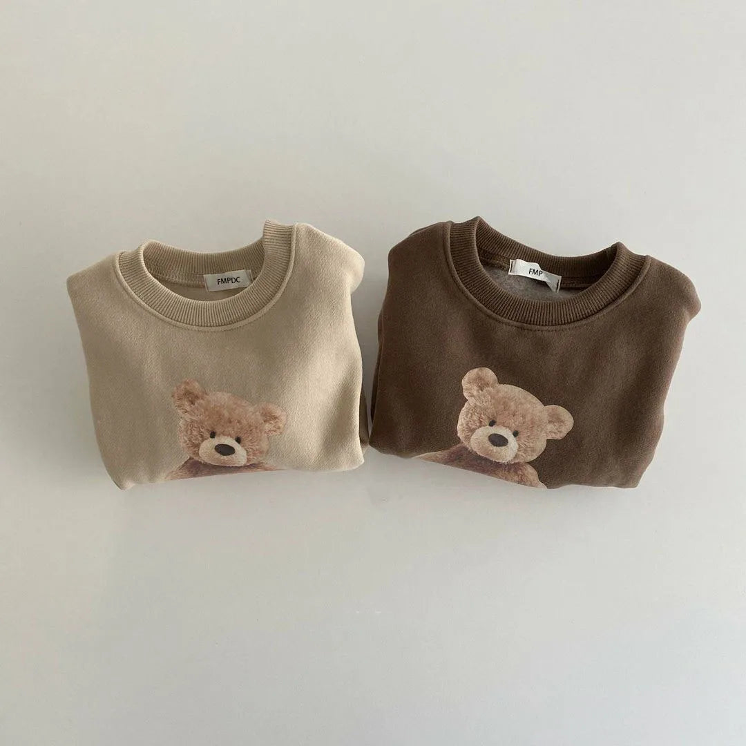 Sweat-shirt en coton pour enfants avec ours en peluche