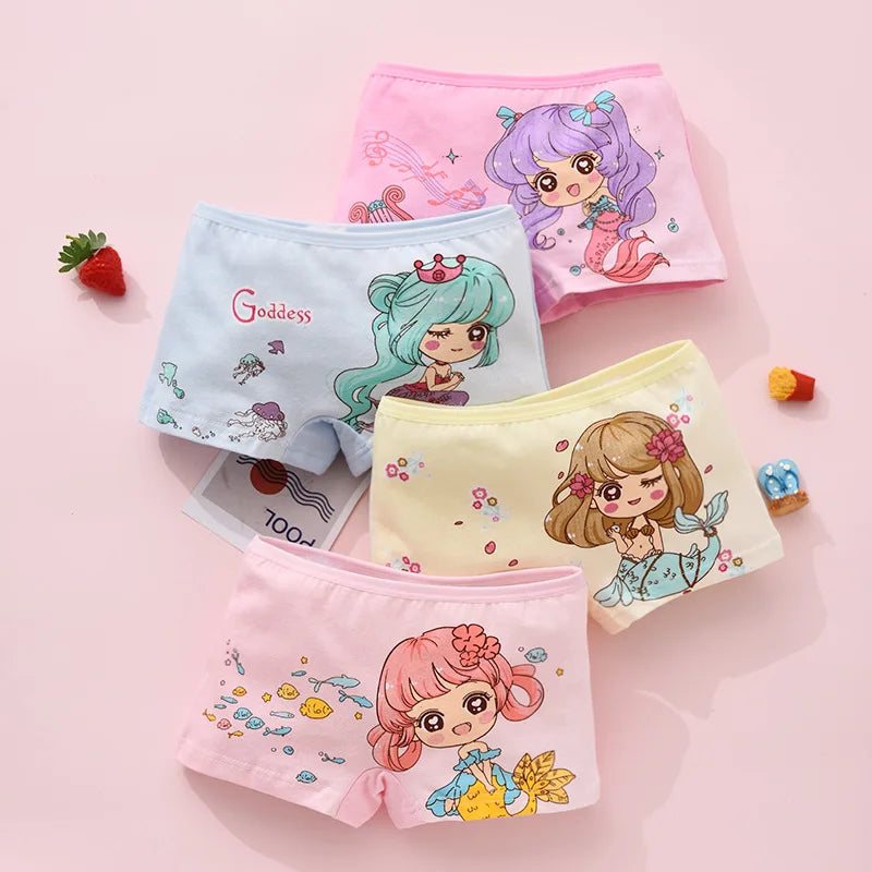 Set 4 Boxer Sirena in Cotone da Bambina – 2–10 Anni