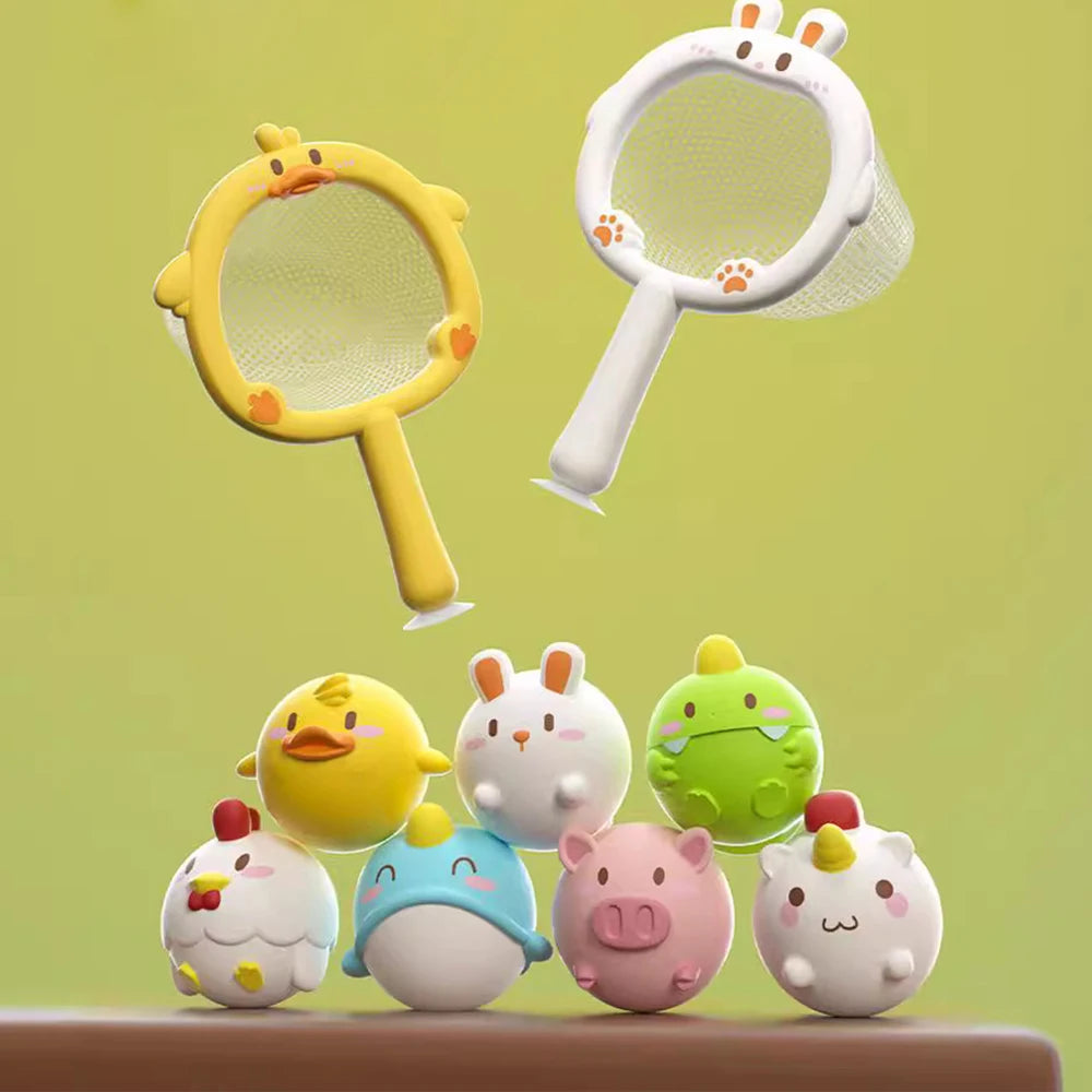 Ensemble de jouets de bain lumineux avec filet et petits animaux