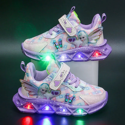 Scarpe Sneakers Traspiranti con LED Cartoon per Bambini