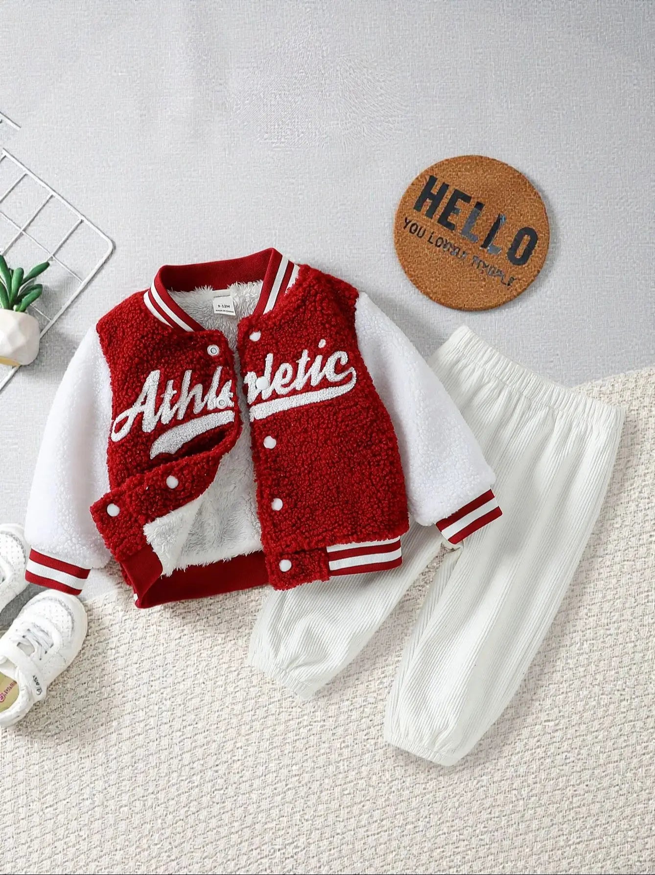 Set Giacca in Peluche e Pantaloni da Bambina – 3 Mesi–3 Anni