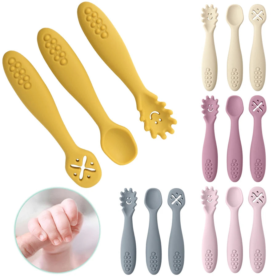 Set 3 Posate in Silicone per Bambini Multivariante