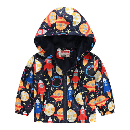 Veste coupe-vent imperméable multivariante avec capuche et fermeture éclair pour enfants