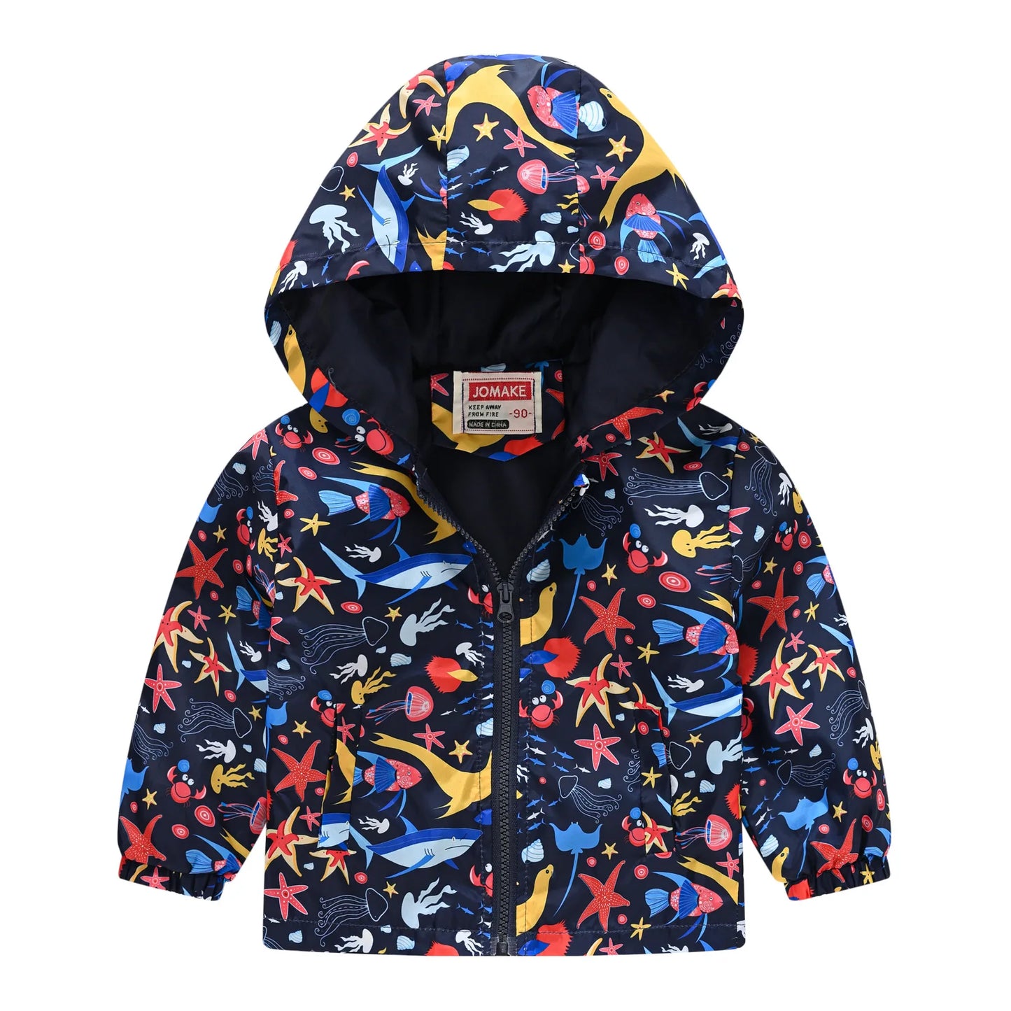 Veste coupe-vent imperméable multivariante avec capuche et fermeture éclair pour enfants