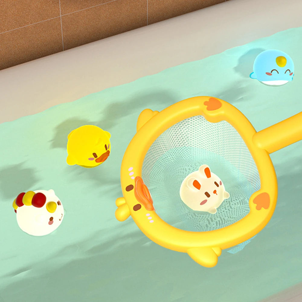 Ensemble de jouets de bain lumineux avec filet et petits animaux