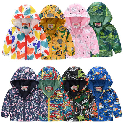 Veste coupe-vent imperméable multivariante avec capuche et fermeture éclair pour enfants