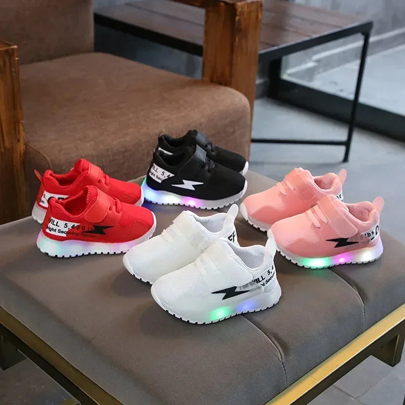 Breathable Sneakers Shoes with Multicolor LED for Children