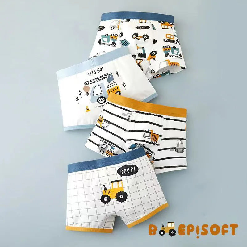 Set 4 Boxer con Veicoli da Bambino – 2–11 Anni