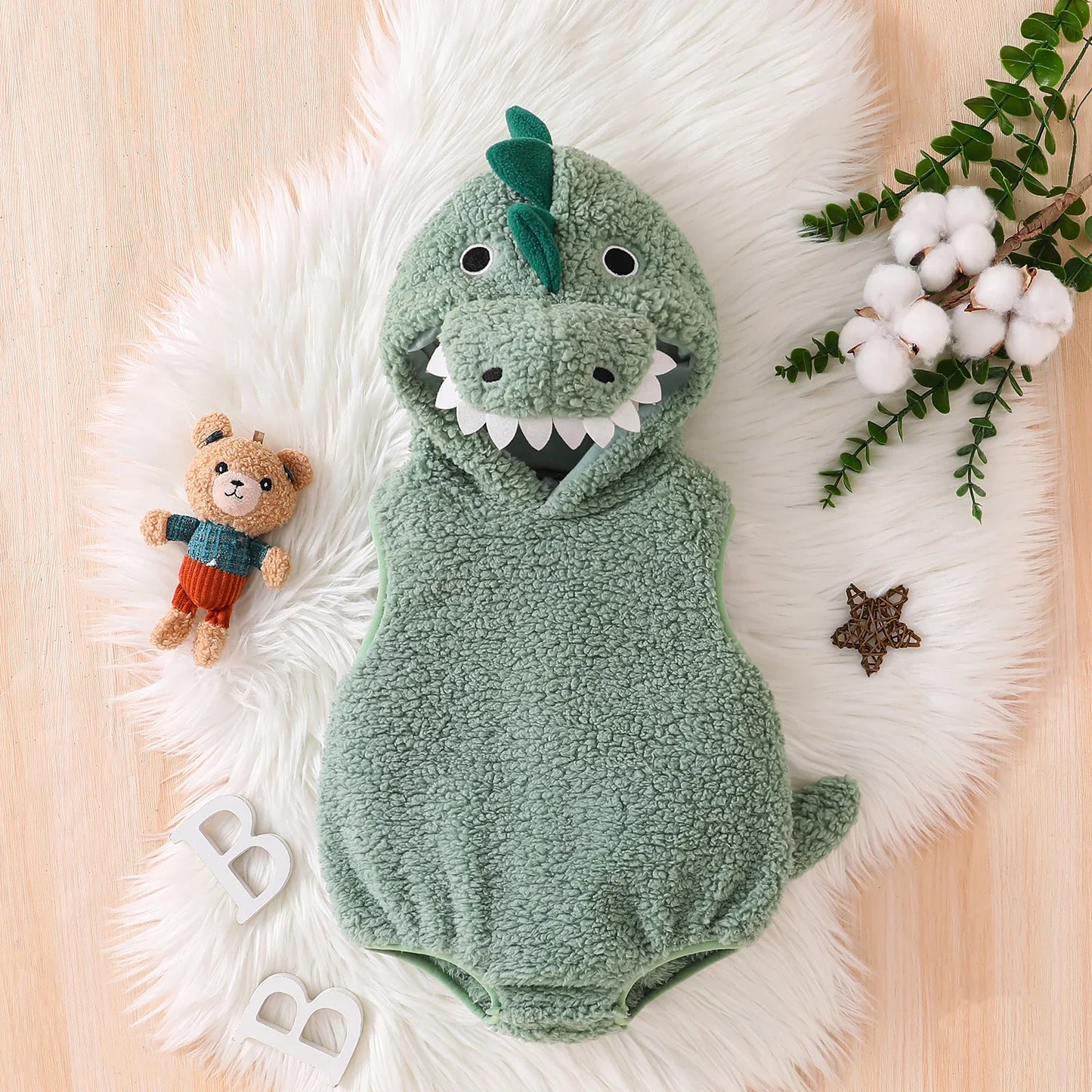 Costume Pagliaccetto Dinosauro per Bebè – 0–18 Mesi