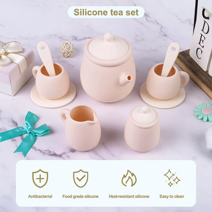 Service à thé jouet en silicone multivarié pour enfants