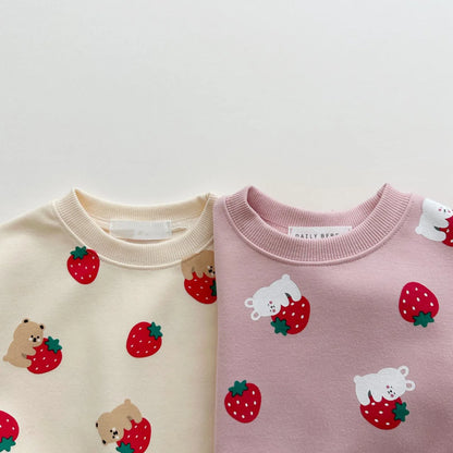 Ensemble survêtement en coton fraises enfant