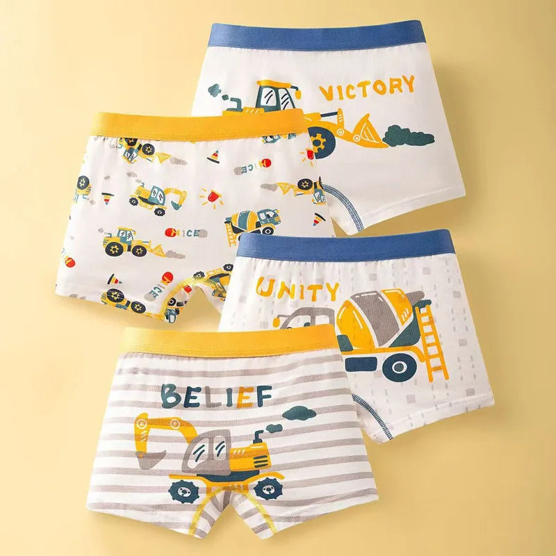 Set 4 Boxer con Veicoli da Bambino – 2–11 Anni