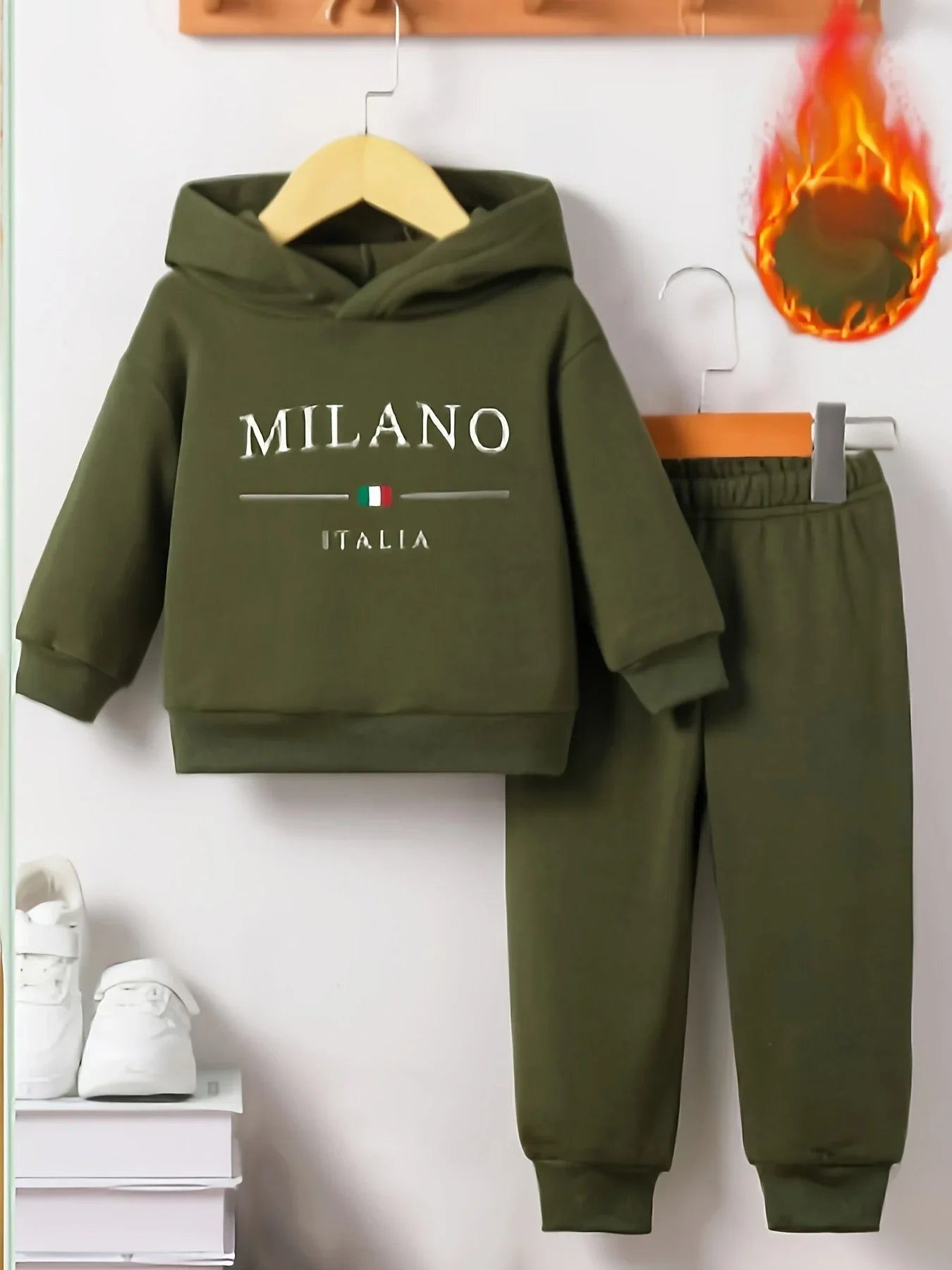 Set Felpa con Cappuccio in Pile da Bambino – 6 Mesi–3 Anni