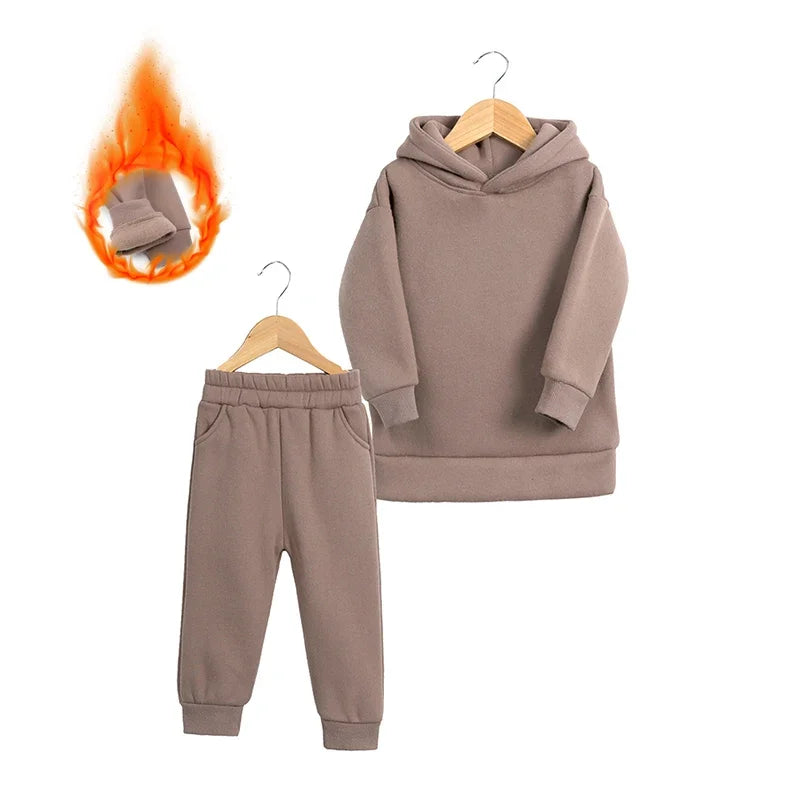 Conjunto de fato de treino de 2 peças com sweatshirt e calças em algodão quente