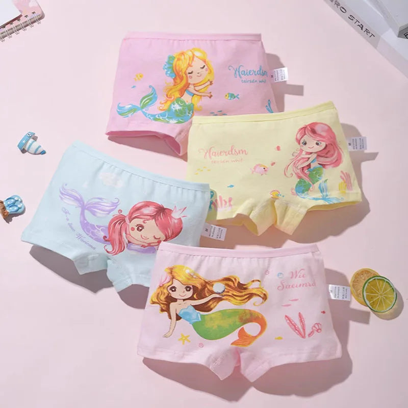 Set 4 Boxer Sirena in Cotone da Bambina – 2–10 Anni