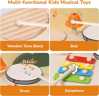 Set percussioni giocattolo Montessori in legno per bambini multivariante