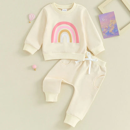 Conjunto de fato de treino infantil de algodão Rainbow multicolorido