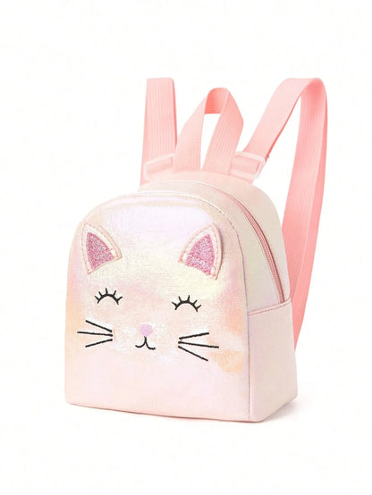 Mochila o bolso de mano con gatitos bordados para niñas