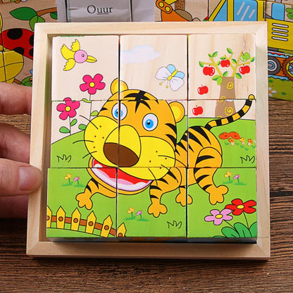 Puzzle 6 in 1 Cubi in Legno per Bambini Multivariante