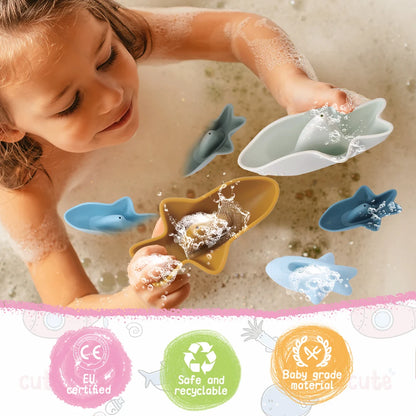 Gioco da Bagno Set da 3 Squali in Silicone Multivariante