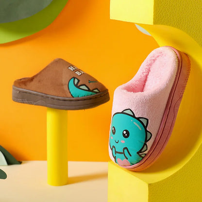 Warm and padded home slippers for children with monster